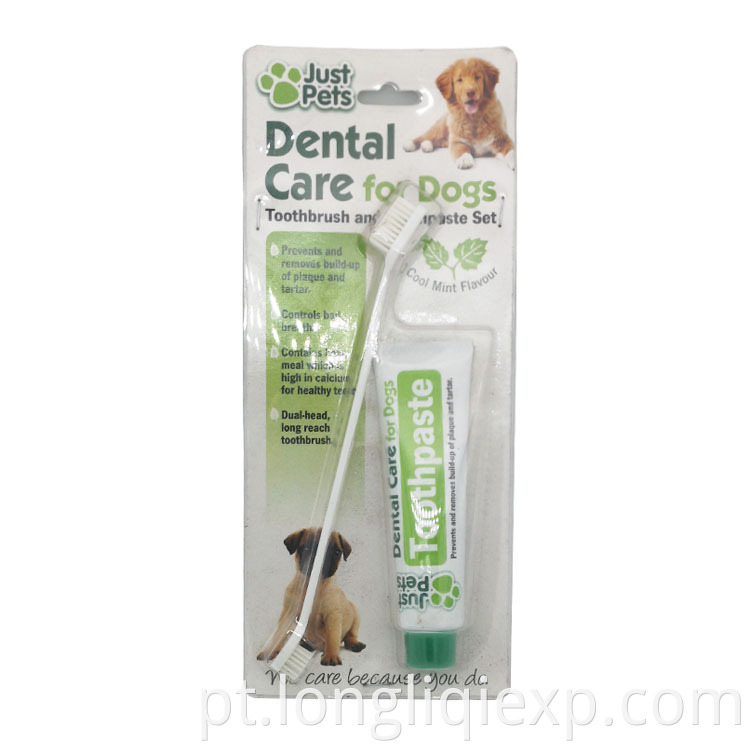 Conjunto de escova de dentes e pasta de dentes para cães Cool Sabor Menta